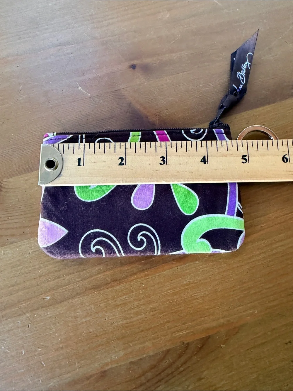 Vera Bradley Retired Vintage Purple Punch Pattern ID Wallet Split Keychain